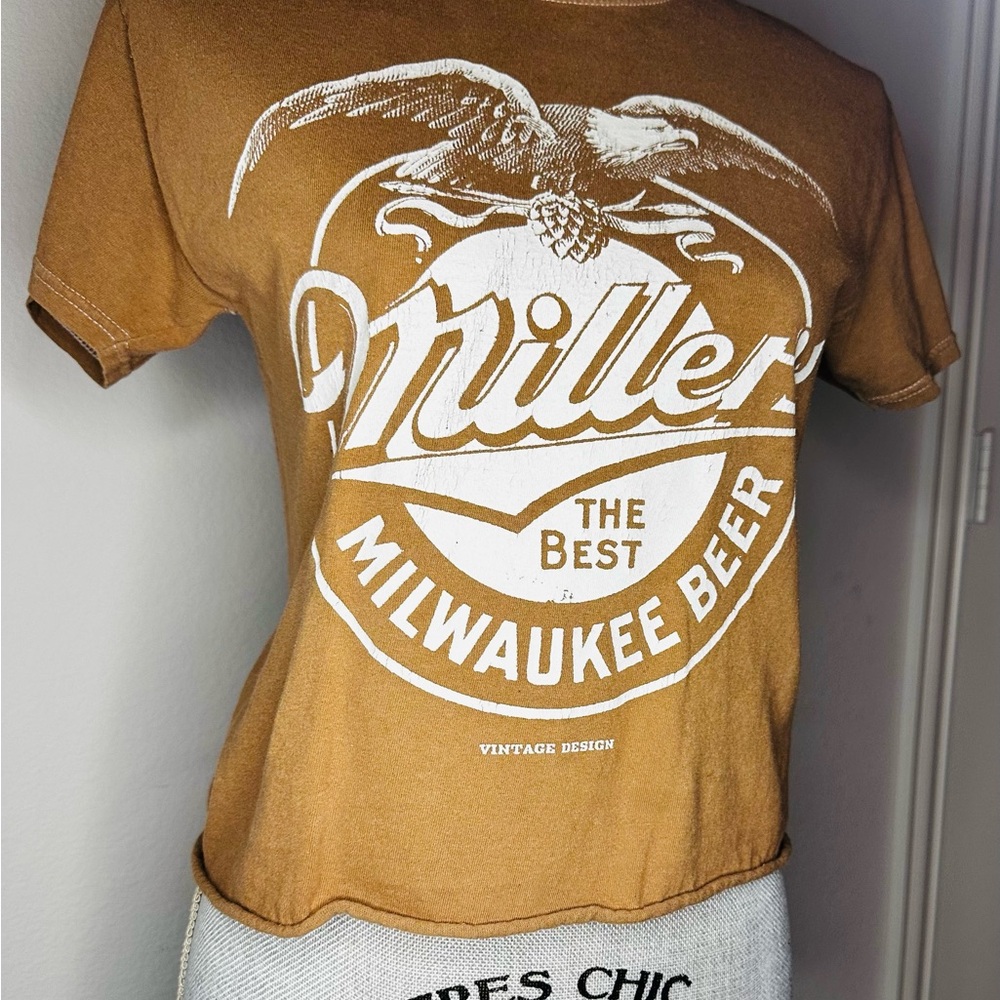 Vintage Miller Milwaukee Beer Graphic Tee crop shirt size small